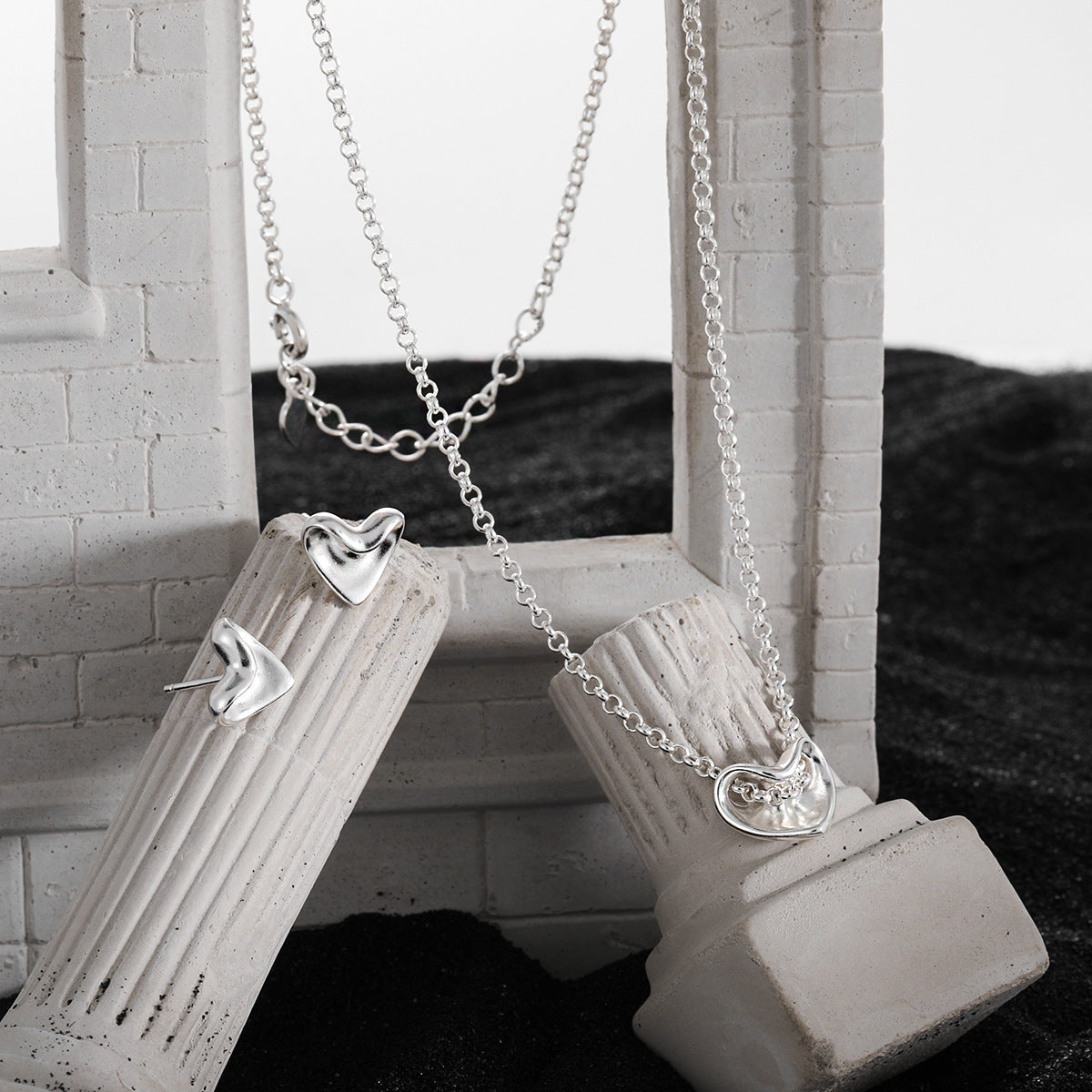 Sculptural Puffy Heart Jewelry Set – jewellery set wholesale