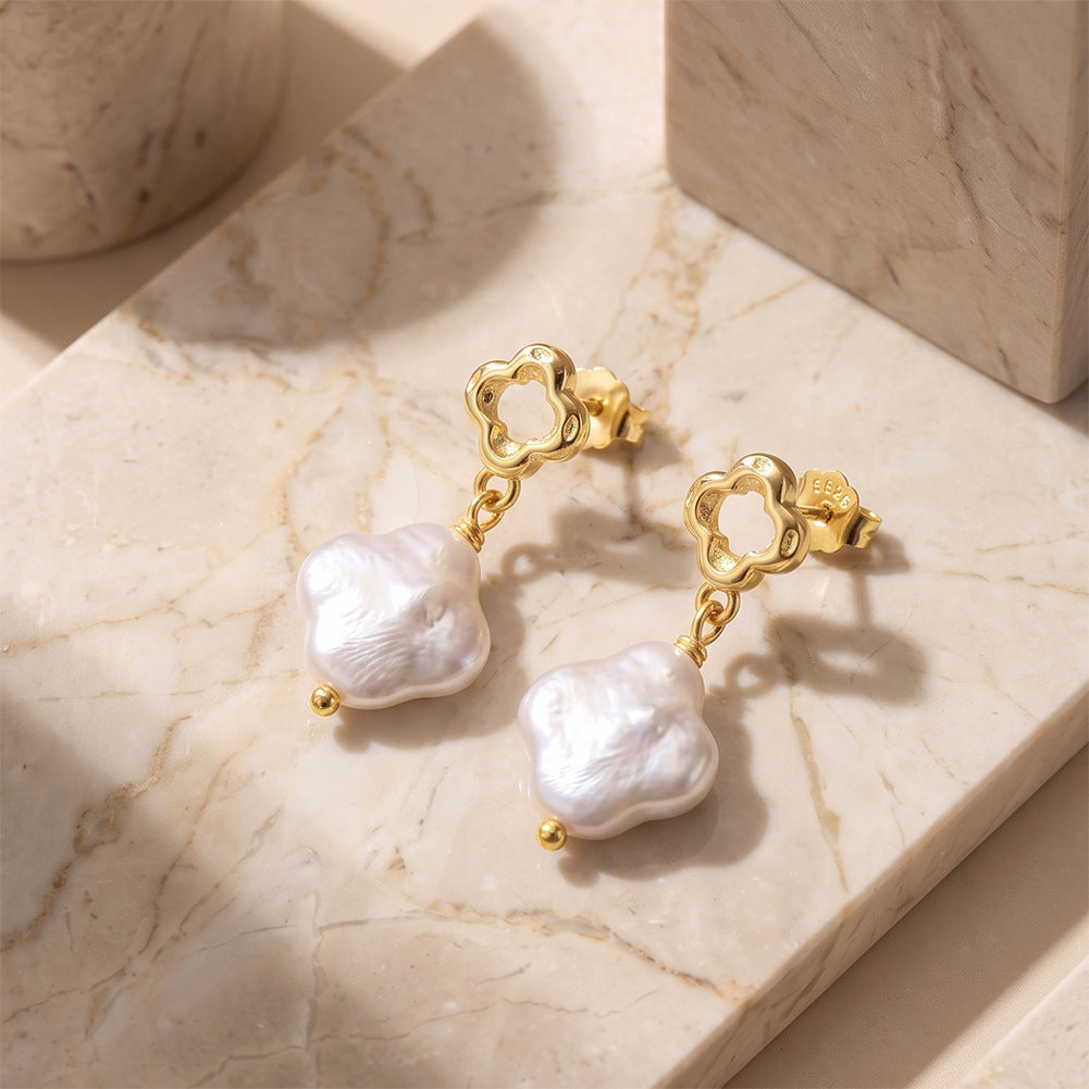 Quatrefoil Freshwater Pearl Drop Earrings – wholesale earrings in bulk