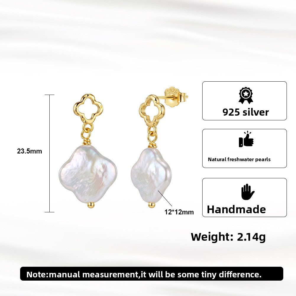 Quatrefoil Freshwater Pearl Drop Earrings – image 6