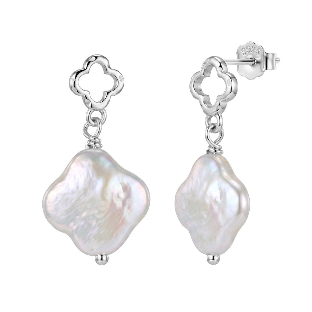 Quatrefoil Freshwater Pearl Drop Earrings – image 7