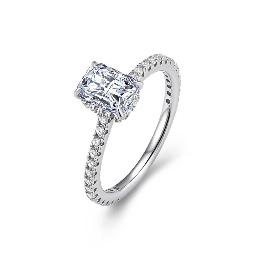 Radiant Cut Moissanite Pavé Band Ring