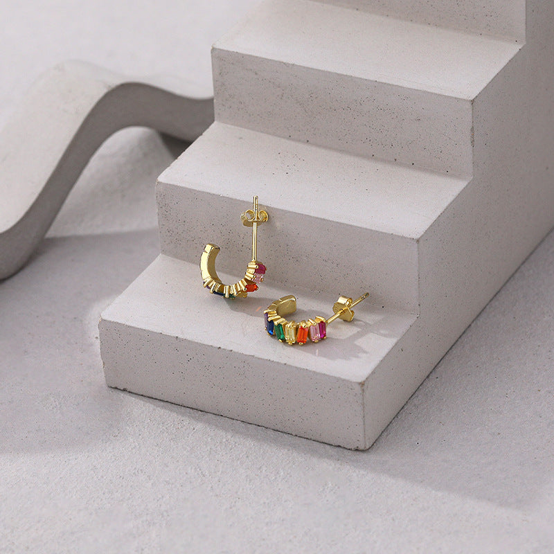 Rainbow Zirconia Earrings – stud earrings in bulk