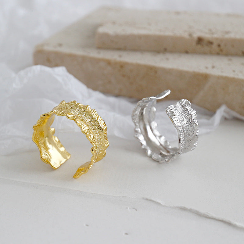 Raw Rock Texture Statement Ring – wholesale silver rings