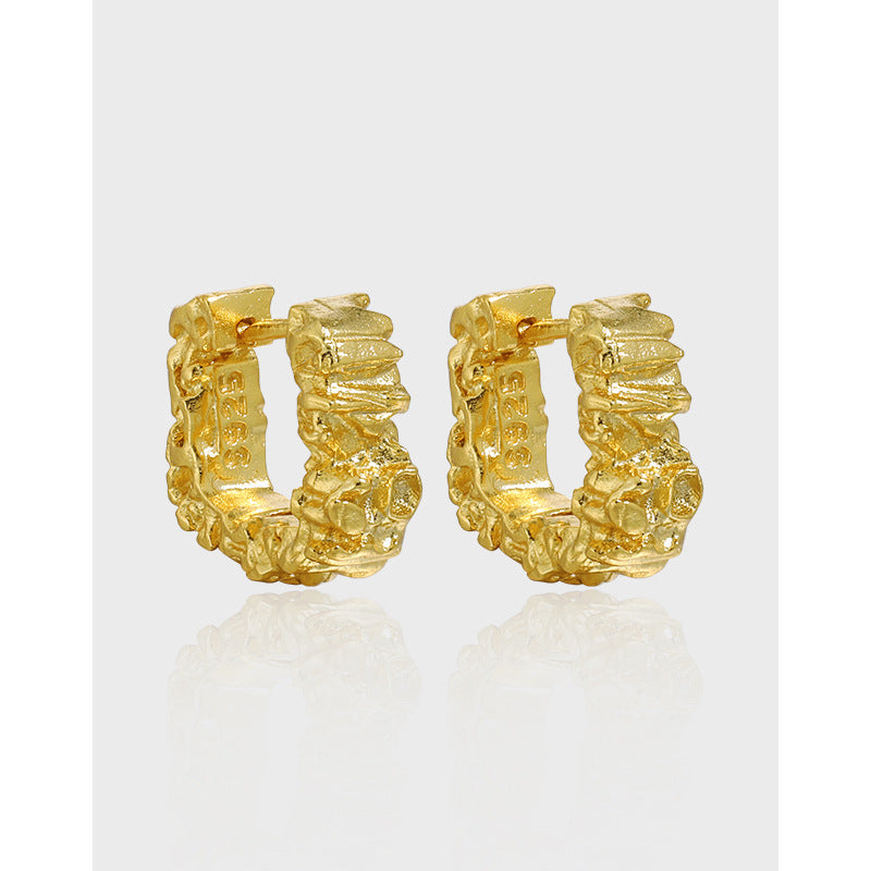 Raw Rock Textured Huggie Hoop Earrings