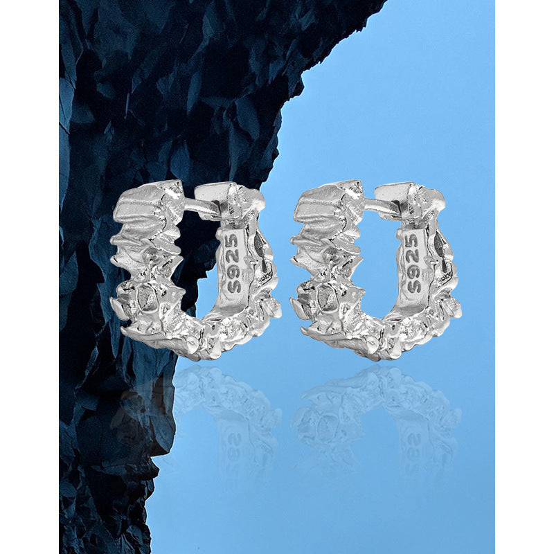 Raw Rock Textured Huggie Hoop Earrings – earring hoops in bulk