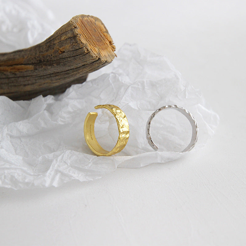 Raw Rock Textured Open Band Ring – wholesale silver rings
