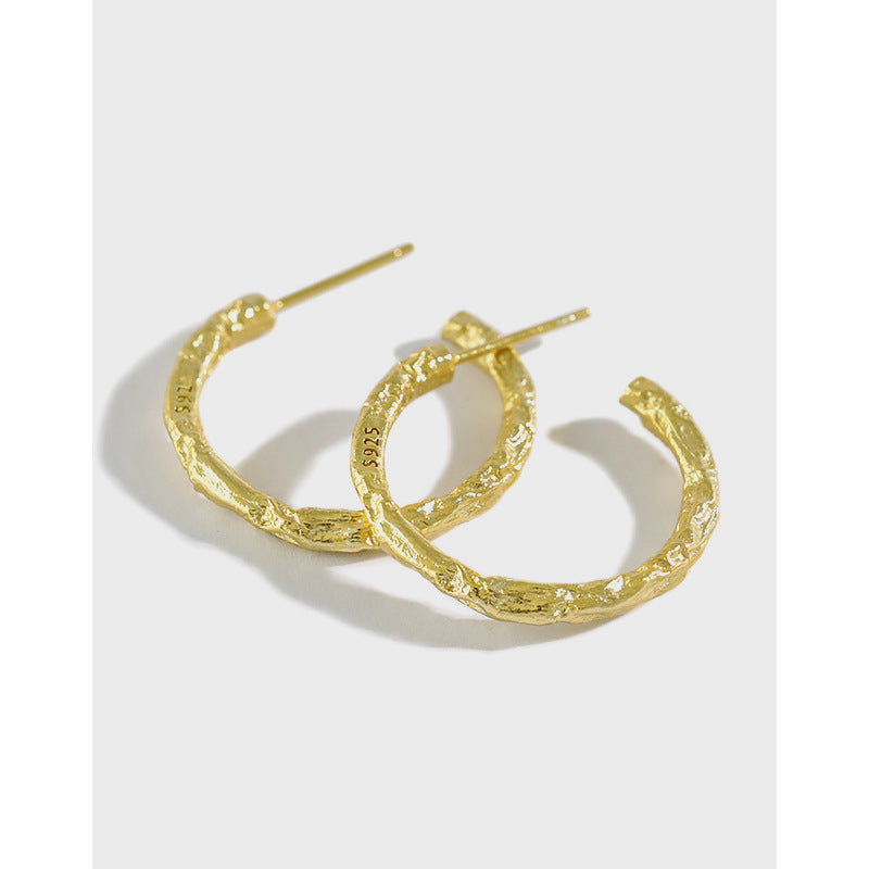Raw Textured Open Hoop Earrings