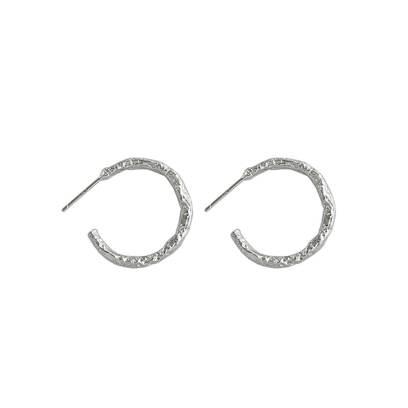Raw Textured Open Hoop Earrings – image 5