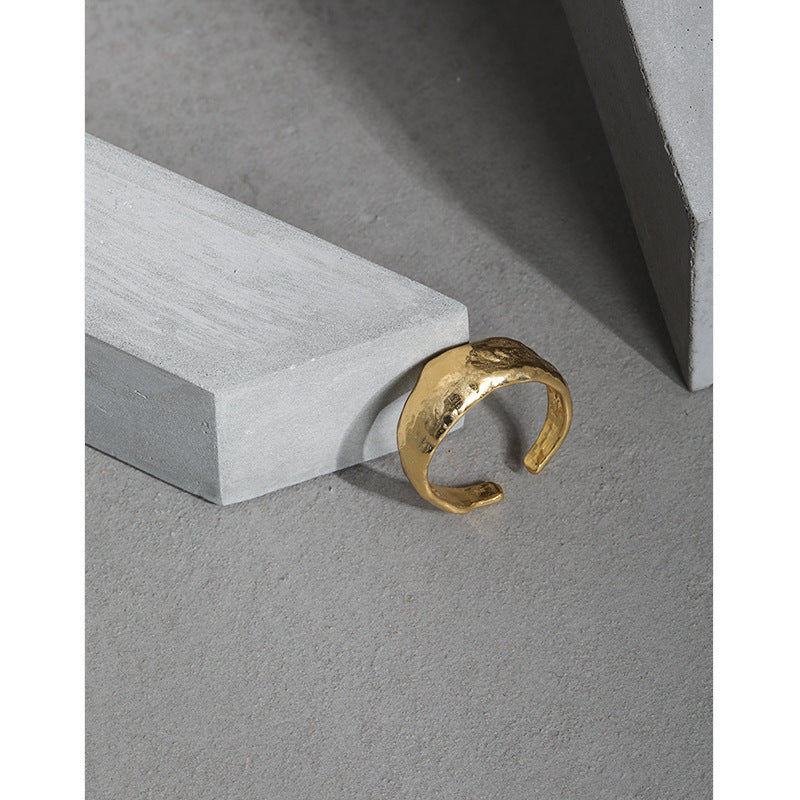 Raw Rock Textured Wide Open Ring – wholesale silver rings