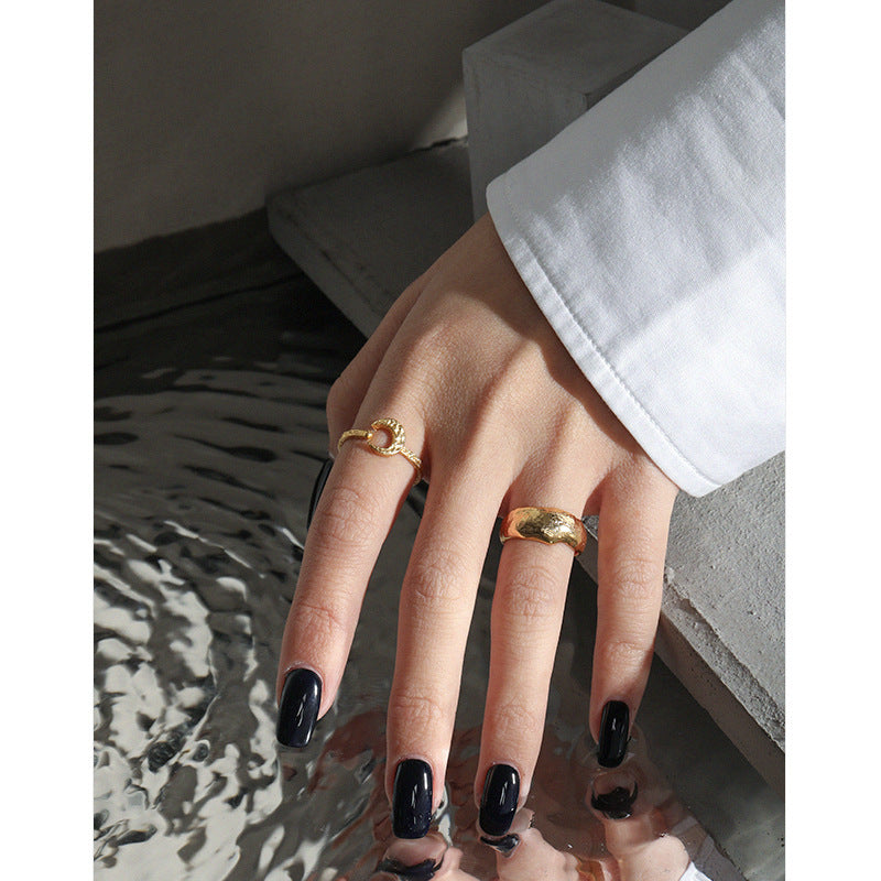Raw Rock Textured Wide Open Ring – detail view 3