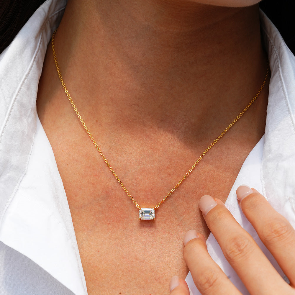 Emerald Cut Moissanite Solitaire Necklace – wholesale moissanite jewelry