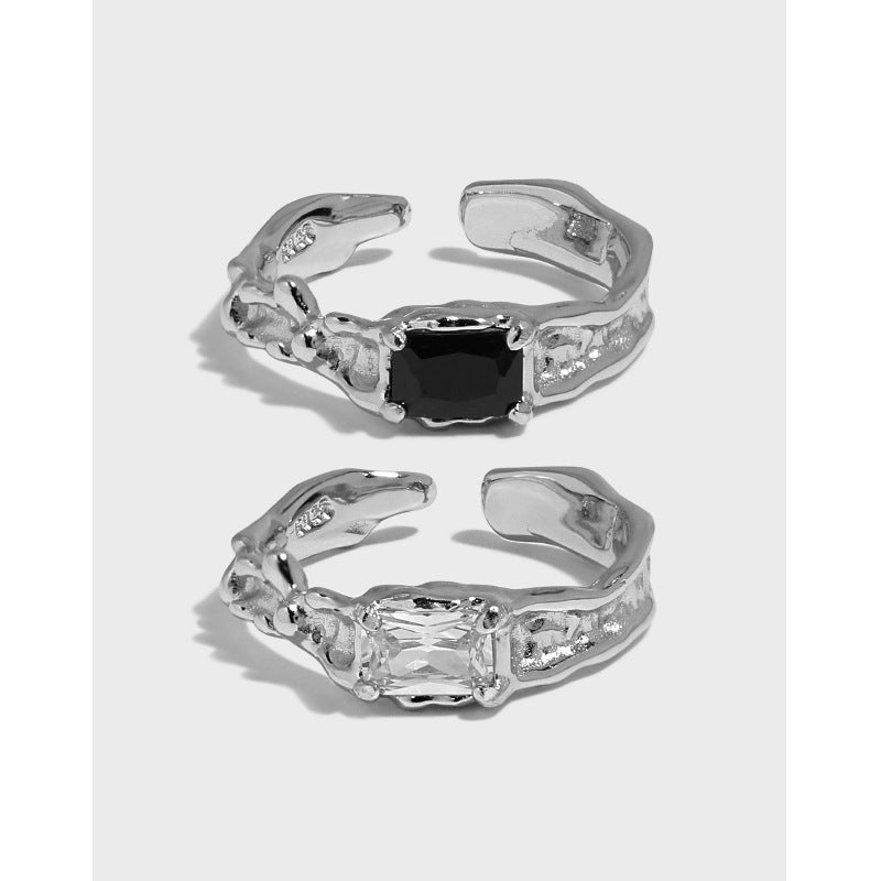 Textured Rectangular CZ Open Ring