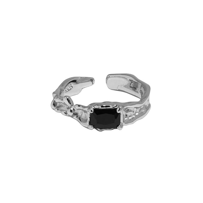 Textured Rectangular CZ Open Ring – image 6