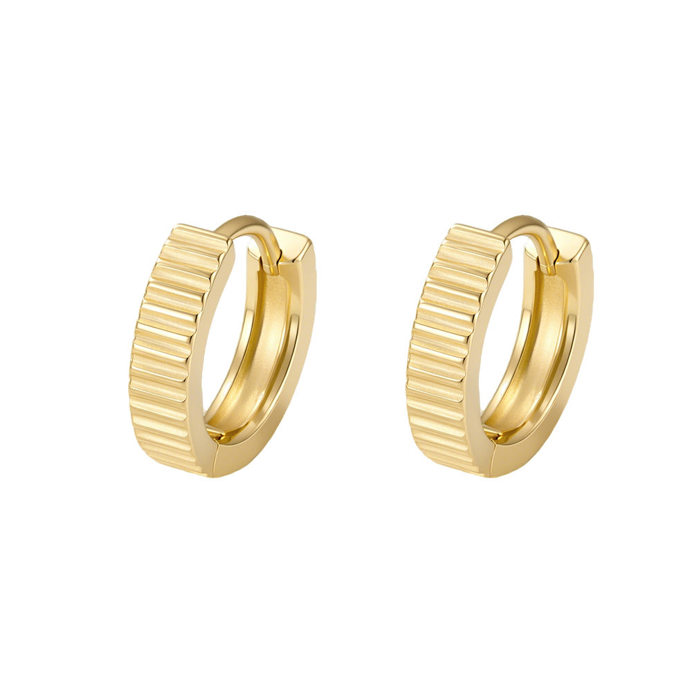 Modern Ribbed Huggie Hoop Earrings