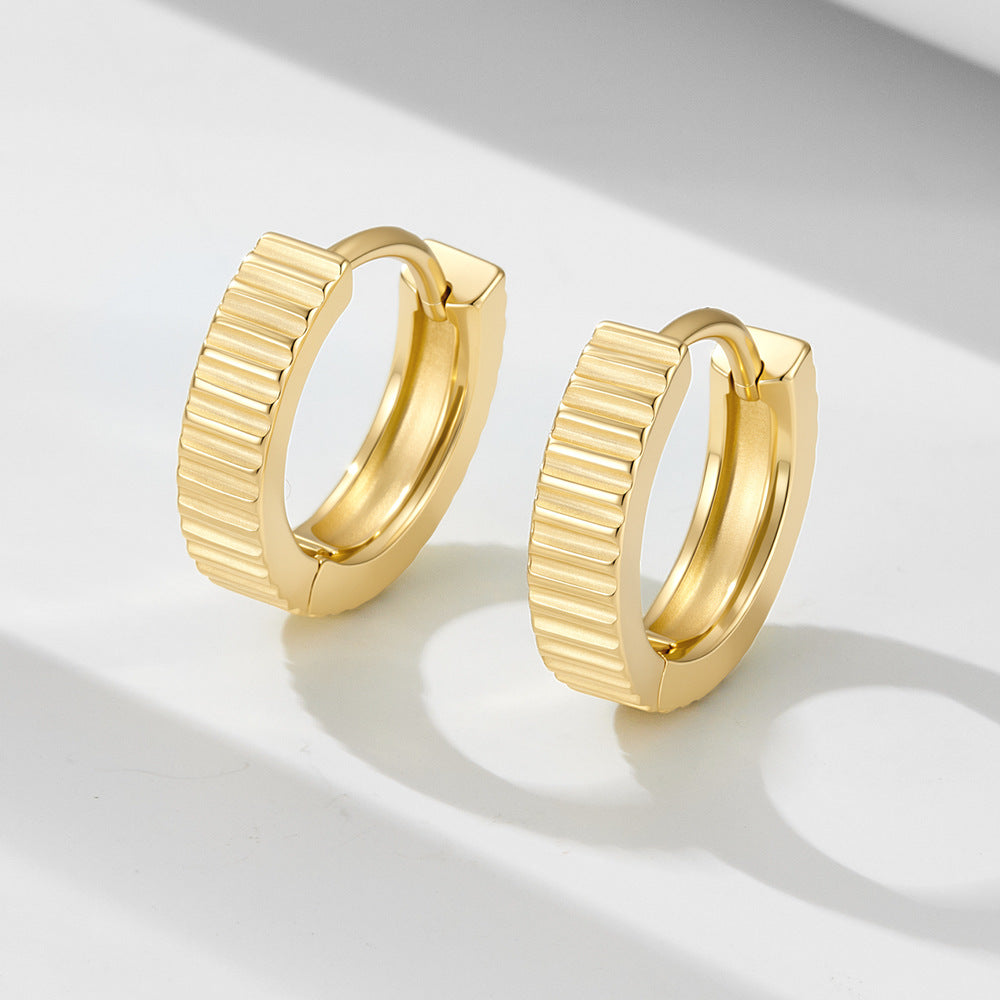 Modern Ribbed Huggie Hoop Earrings – earring hoops in bulk