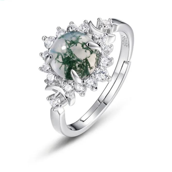Ring Inlaid with Moss Agate – image 4