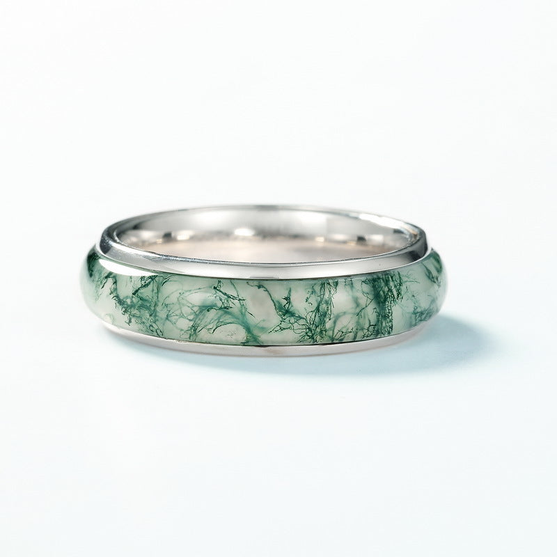 Ring Set with Green Moss Stone