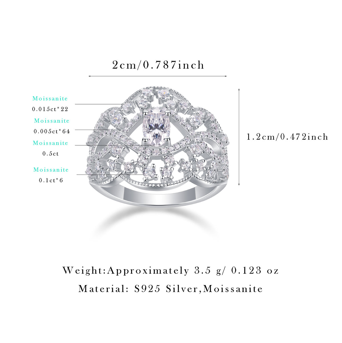 Ring with 4x6mm Moissanite – image 4
