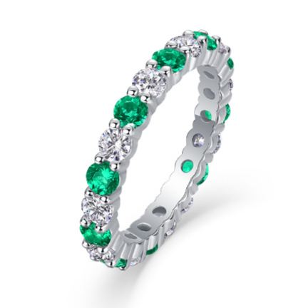 Ring with Green and Red Sapphires and Moissanite – image 4