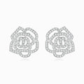 Rose Camellia Moissanite Stud Earrings