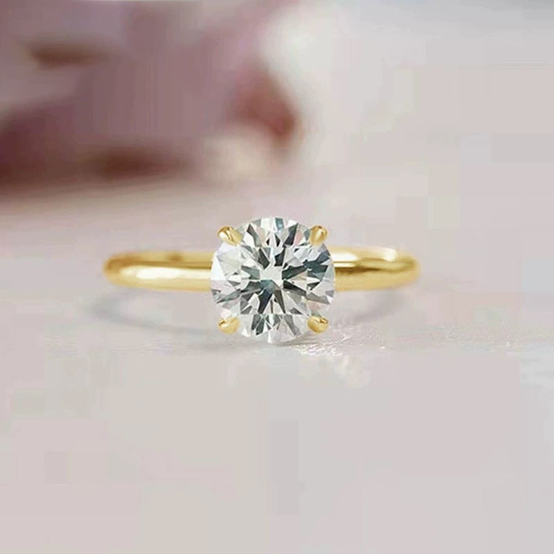 Round Cut CZ Four-Prong Solitaire Ring – wholesale silver rings