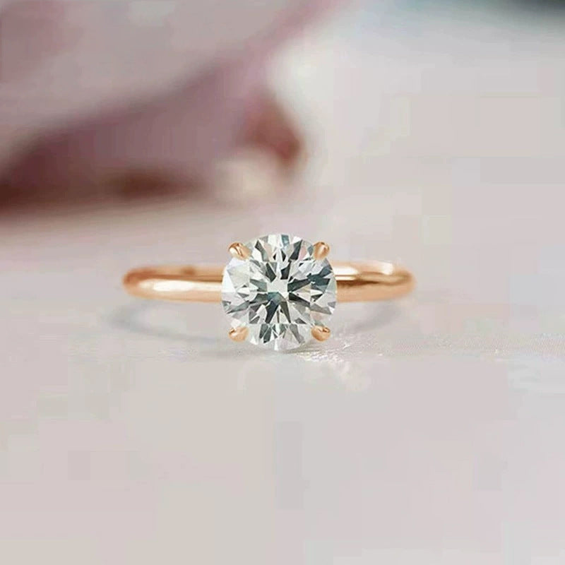 Round Cut CZ Four-Prong Solitaire Ring – image 6