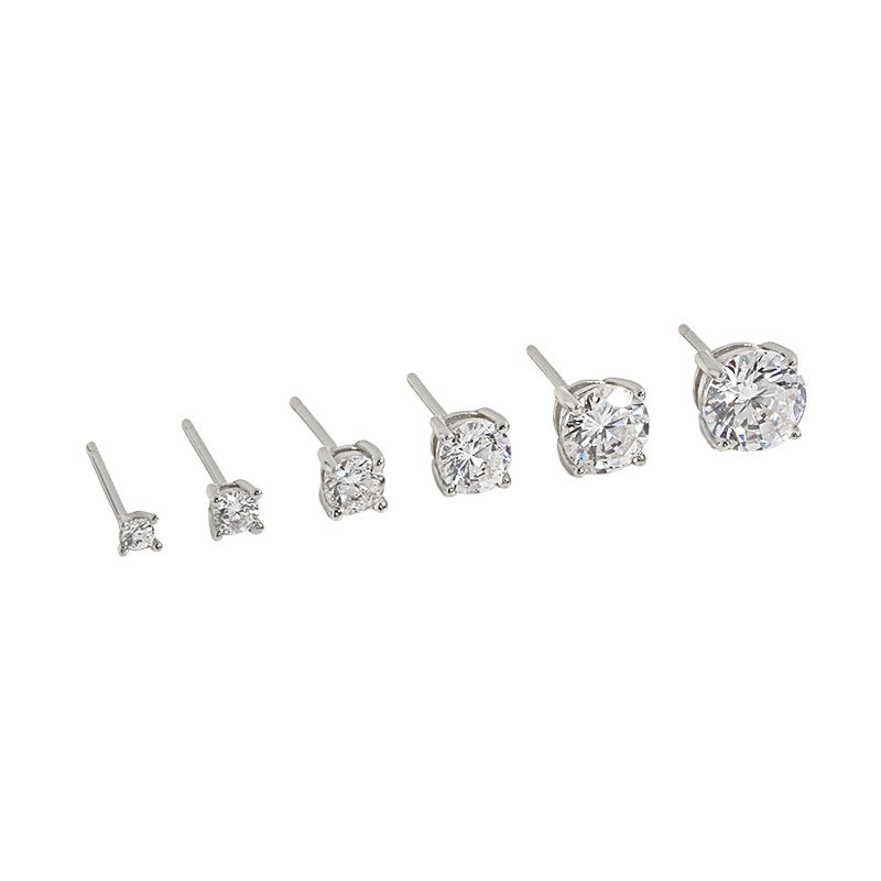 Round CZ Four-Prong Stud Earrings