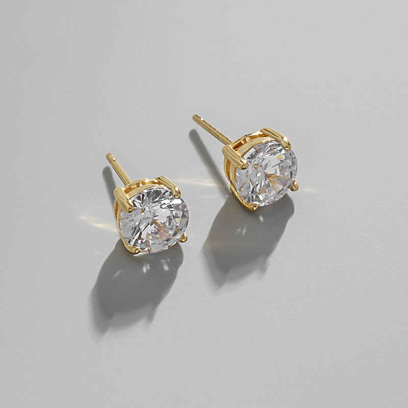 Round CZ Four-Prong Stud Earrings – image 4