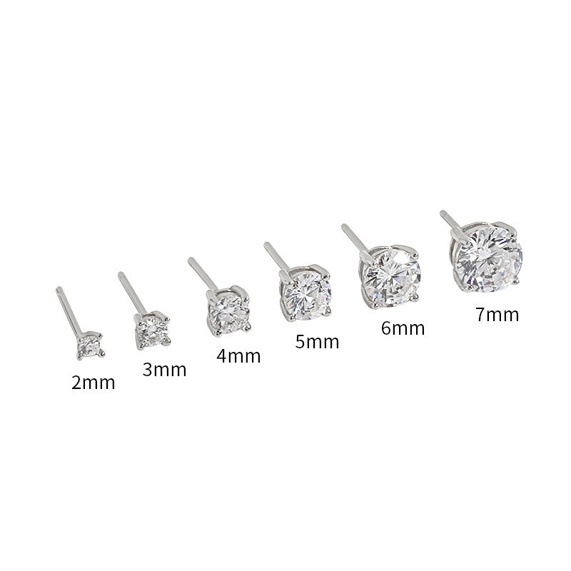 Round CZ Four-Prong Stud Earrings – image 6