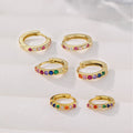 Round Earrings with Colorful Cubic Zirconia