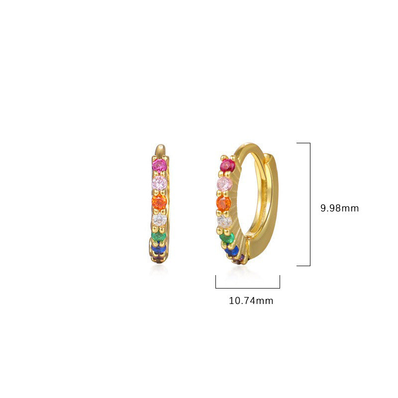 Round Earrings with Colorful Cubic Zirconia – image 5