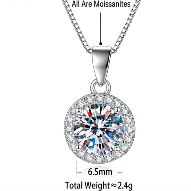 Round Halo Moissanite Pendant Necklace – image 4