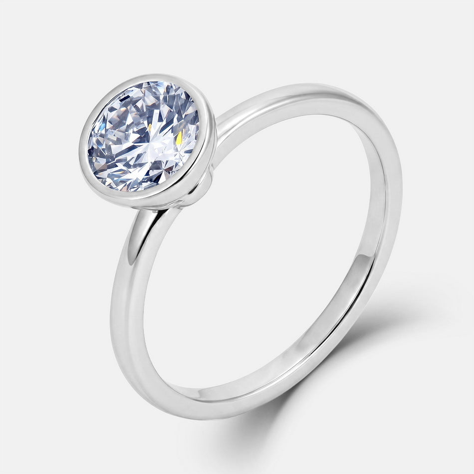 Minimalist Round Lab Grown Diamond Bezel Ring – image 6