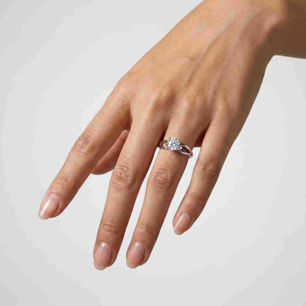 Round Lab Grown Diamond Split Shank Ring – image 4