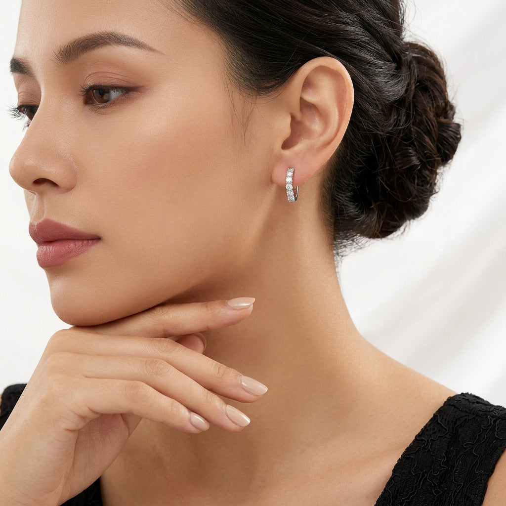 Round Moissanite Huggie Earrings – wholesale moissanite jewelry