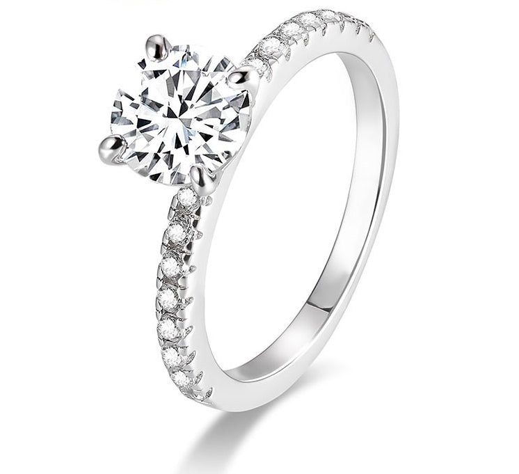 Round Moissanite Pavé Band Ring