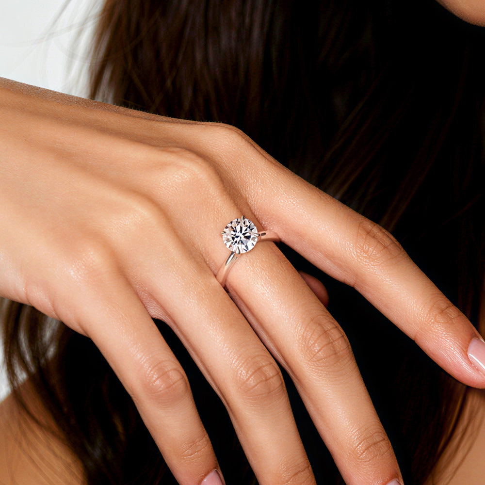 Classic Round Moissanite Solitaire Ring – image 5