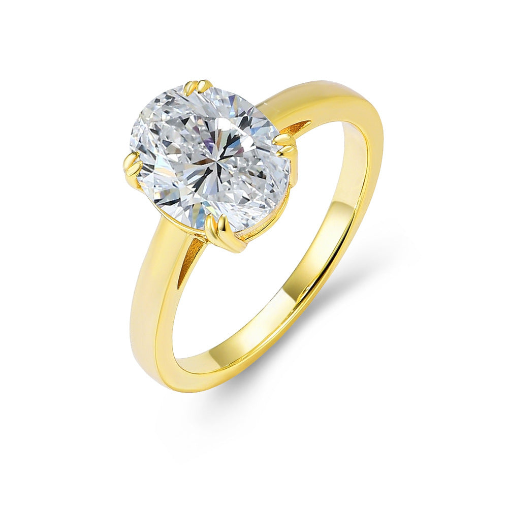 Oval CZ Solitaire Engagement Ring