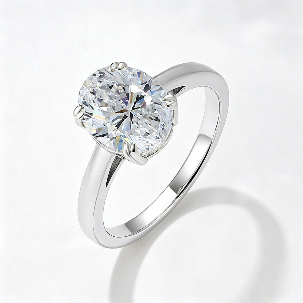 Oval CZ Solitaire Engagement Ring – wholesale silver rings
