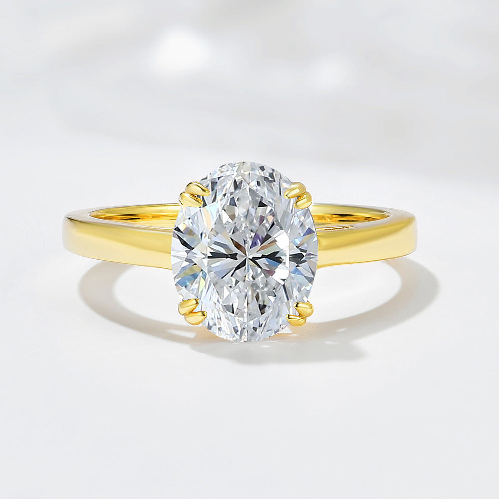 Oval CZ Solitaire Engagement Ring – detail view 3
