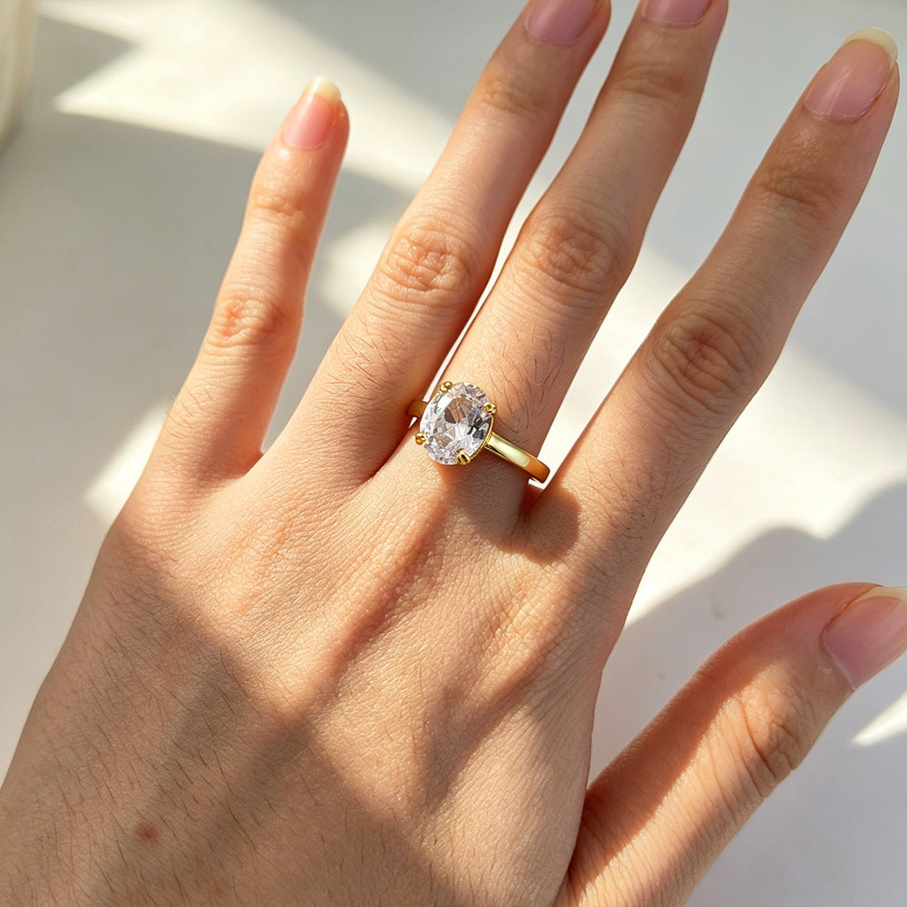 Oval CZ Solitaire Engagement Ring – image 4