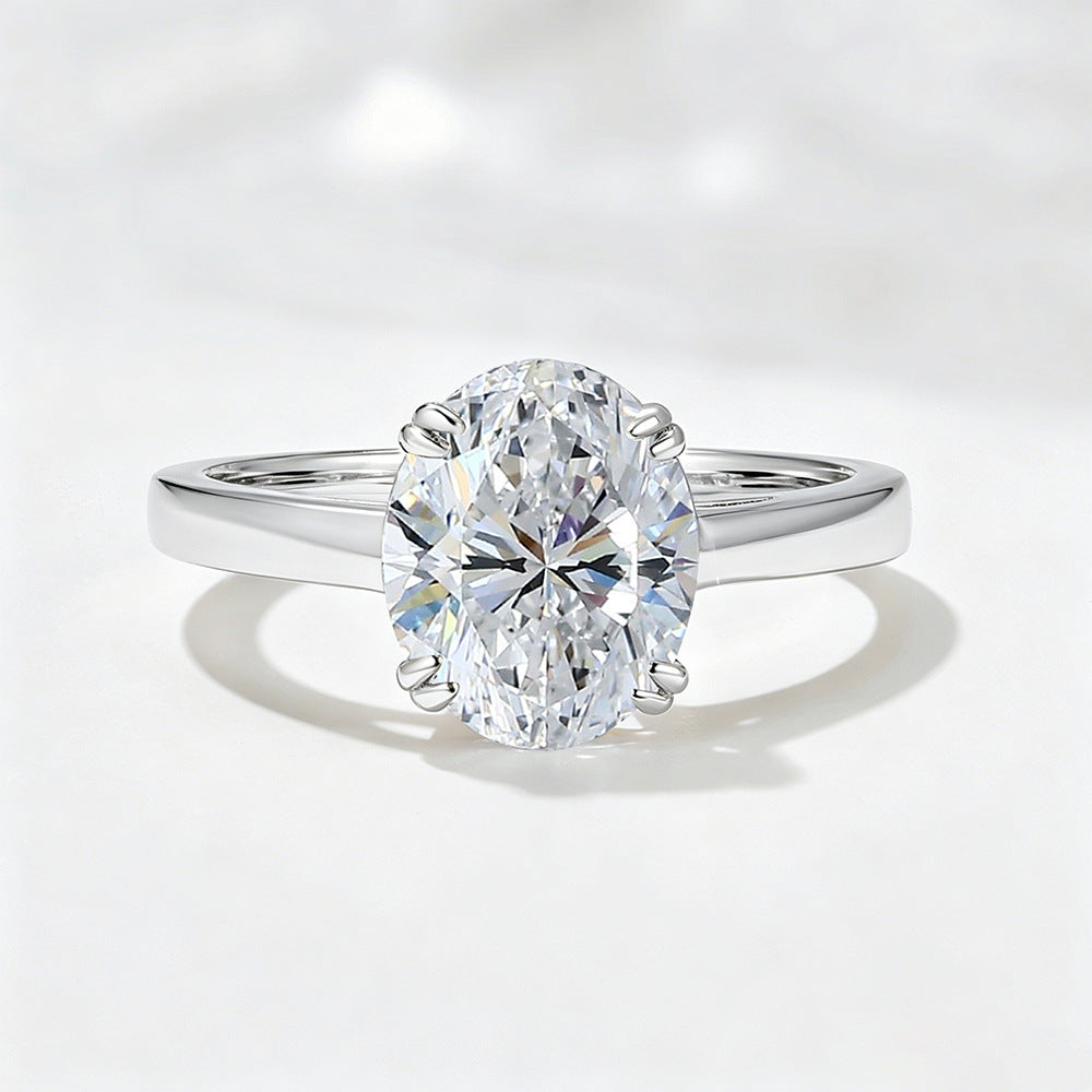 Oval CZ Solitaire Engagement Ring – image 5