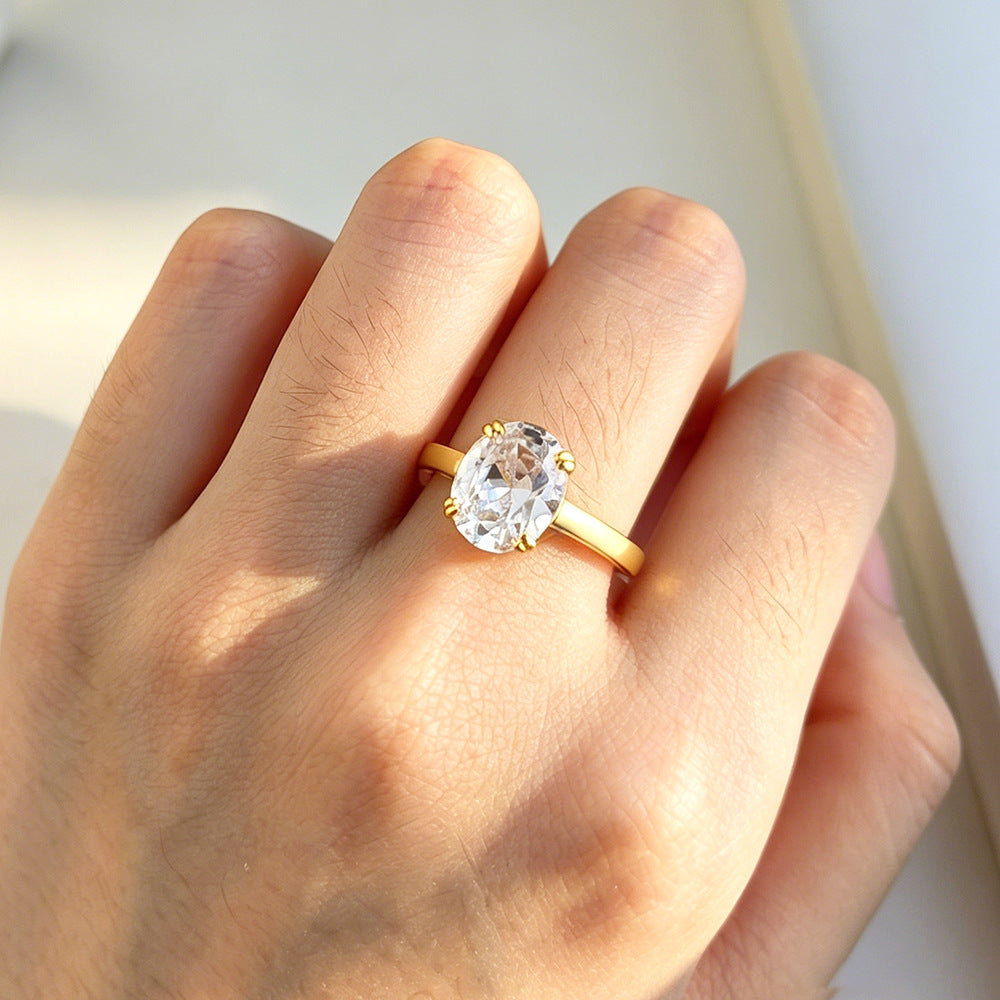 Oval CZ Solitaire Engagement Ring – image 7