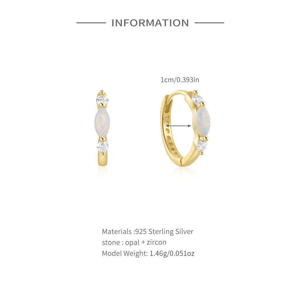 Round Zircon and Opal Hoop Earrings – image 6