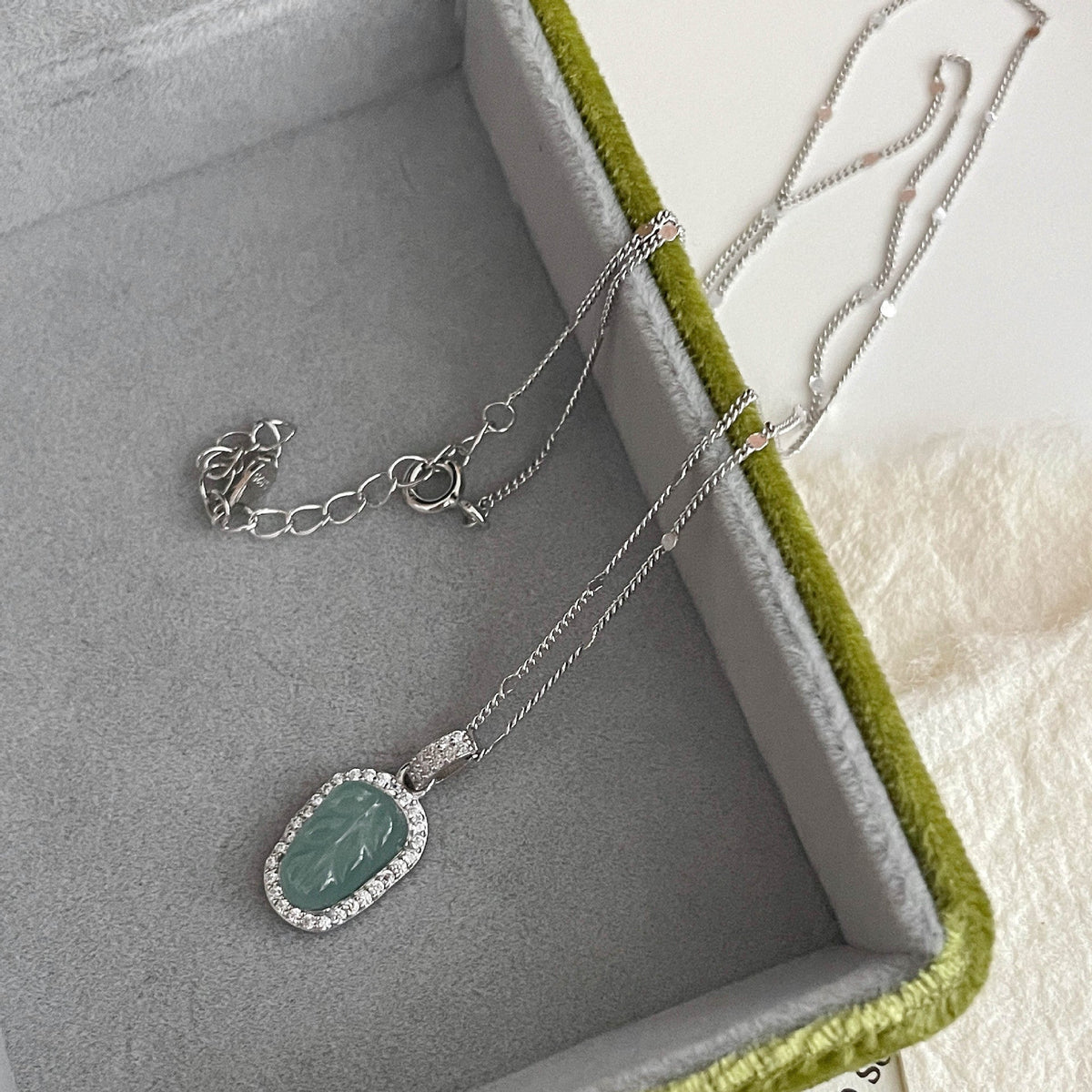 Floral Jade Pendant Necklace – image 6