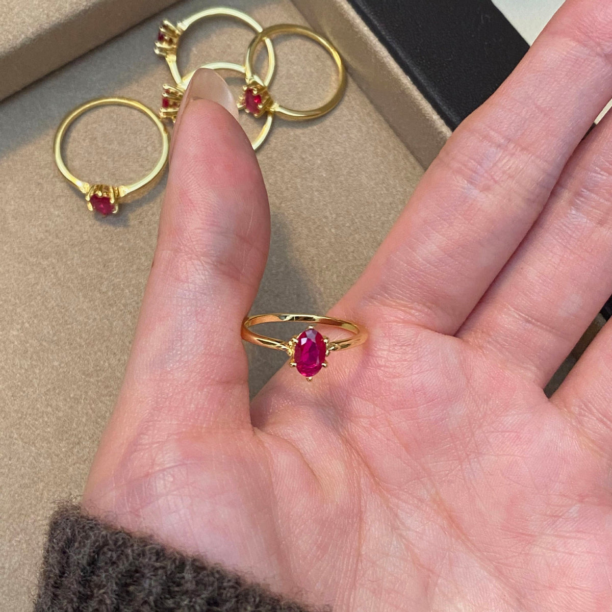 Gold-Tone Retro Rose Red Sparkling Zirconia Ring – wholesale silver rings