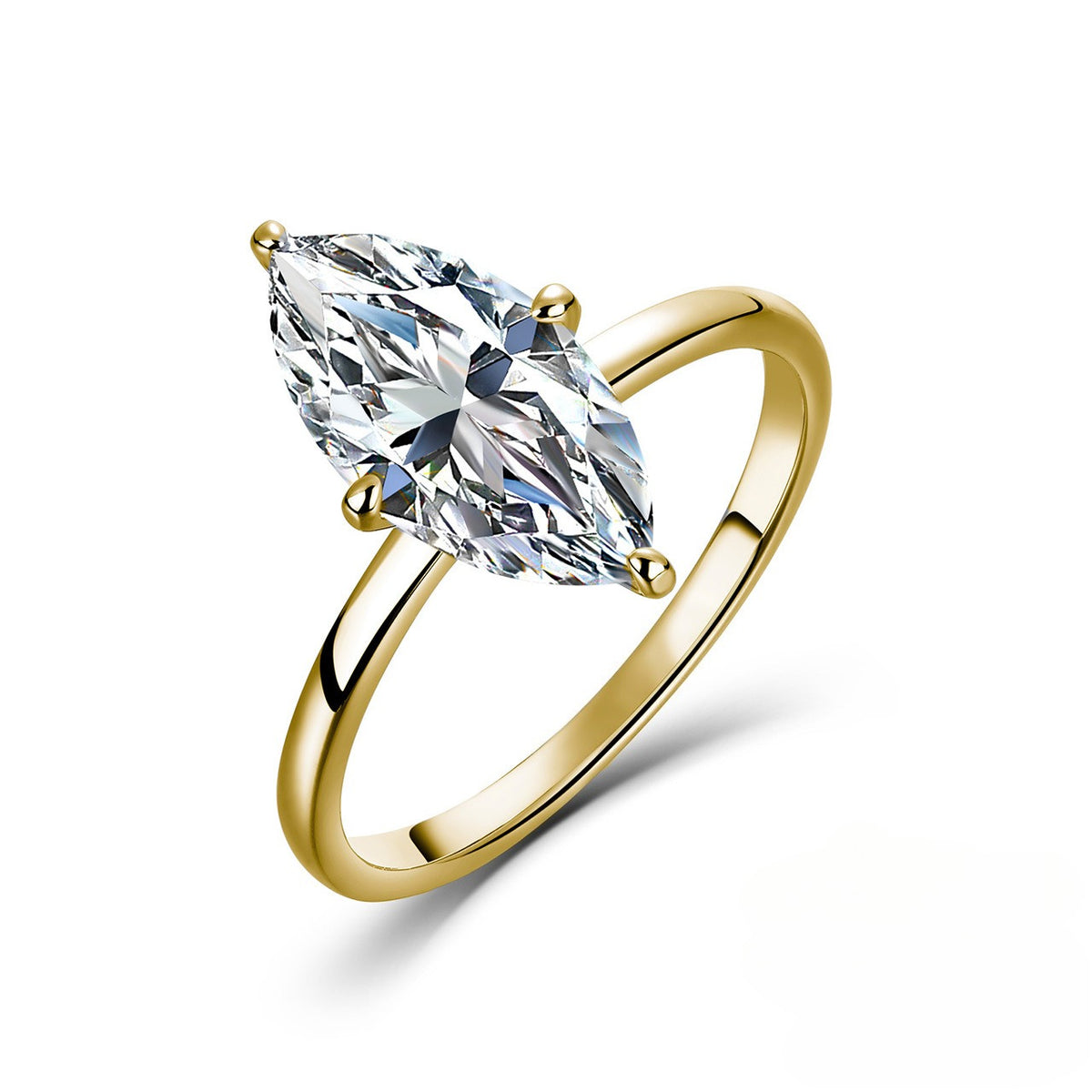 Marquise Cut Four-Claw Moissanite Ring