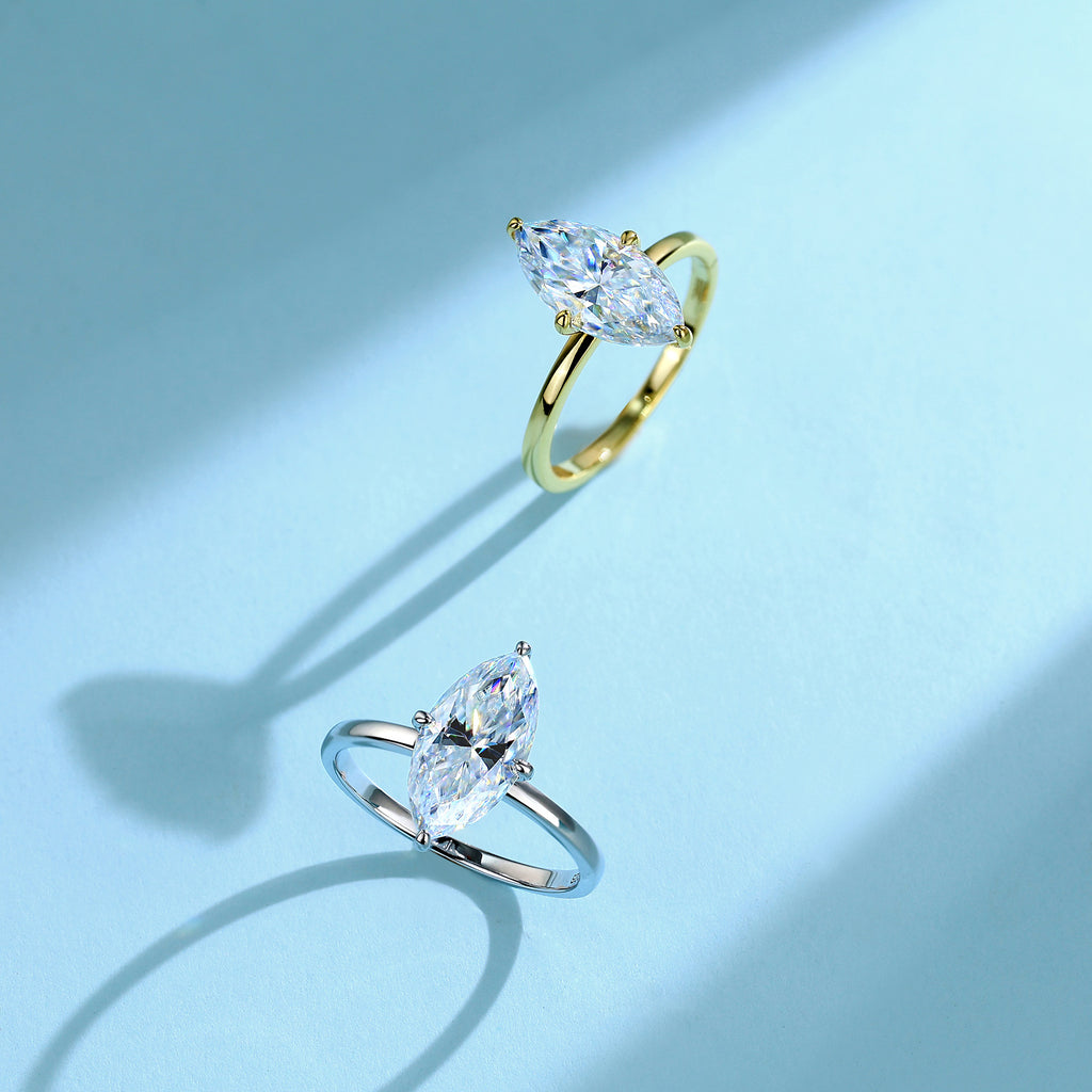 Marquise Cut Four-Claw Moissanite Ring – image 4