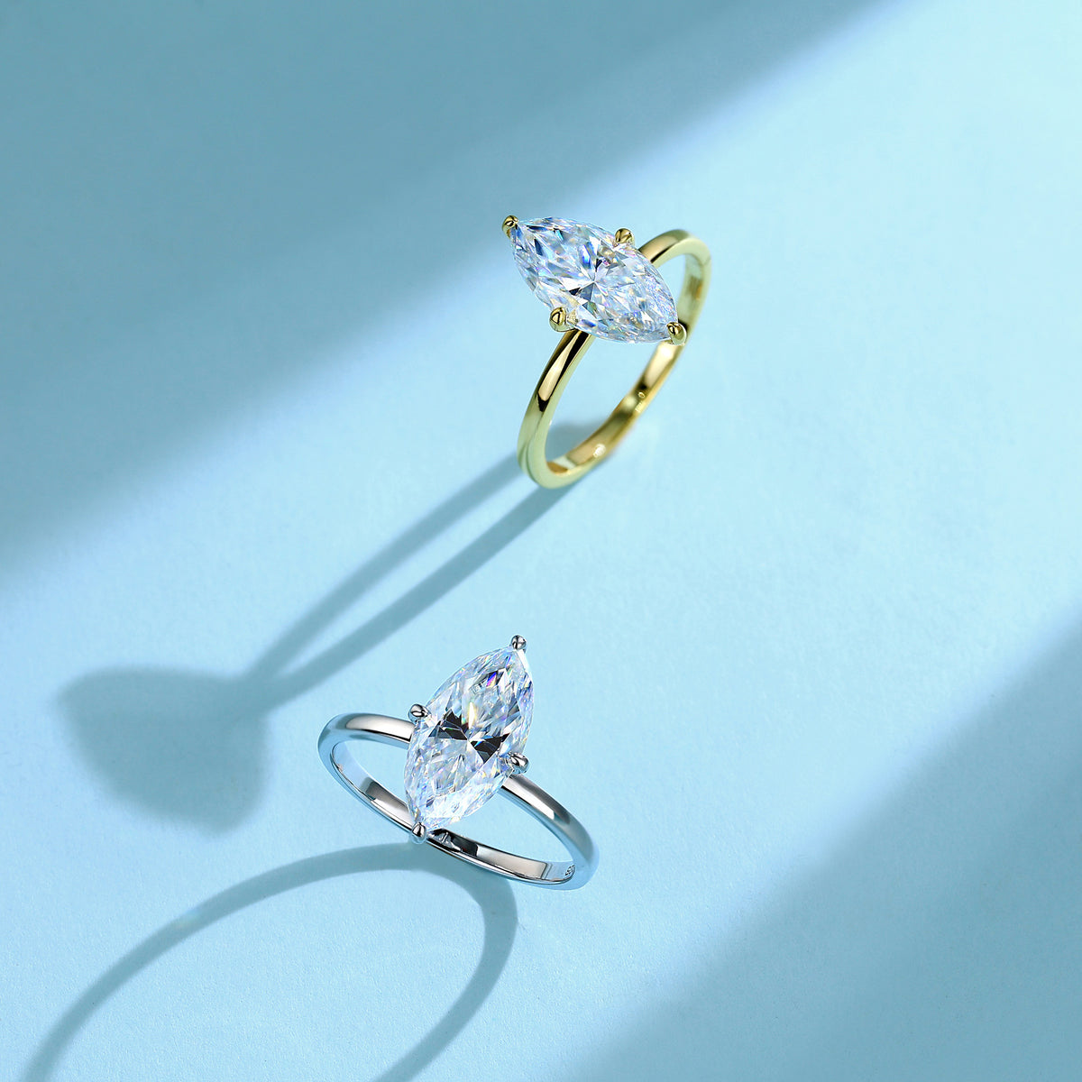 Marquise Cut Four-Claw Moissanite Ring – image 4