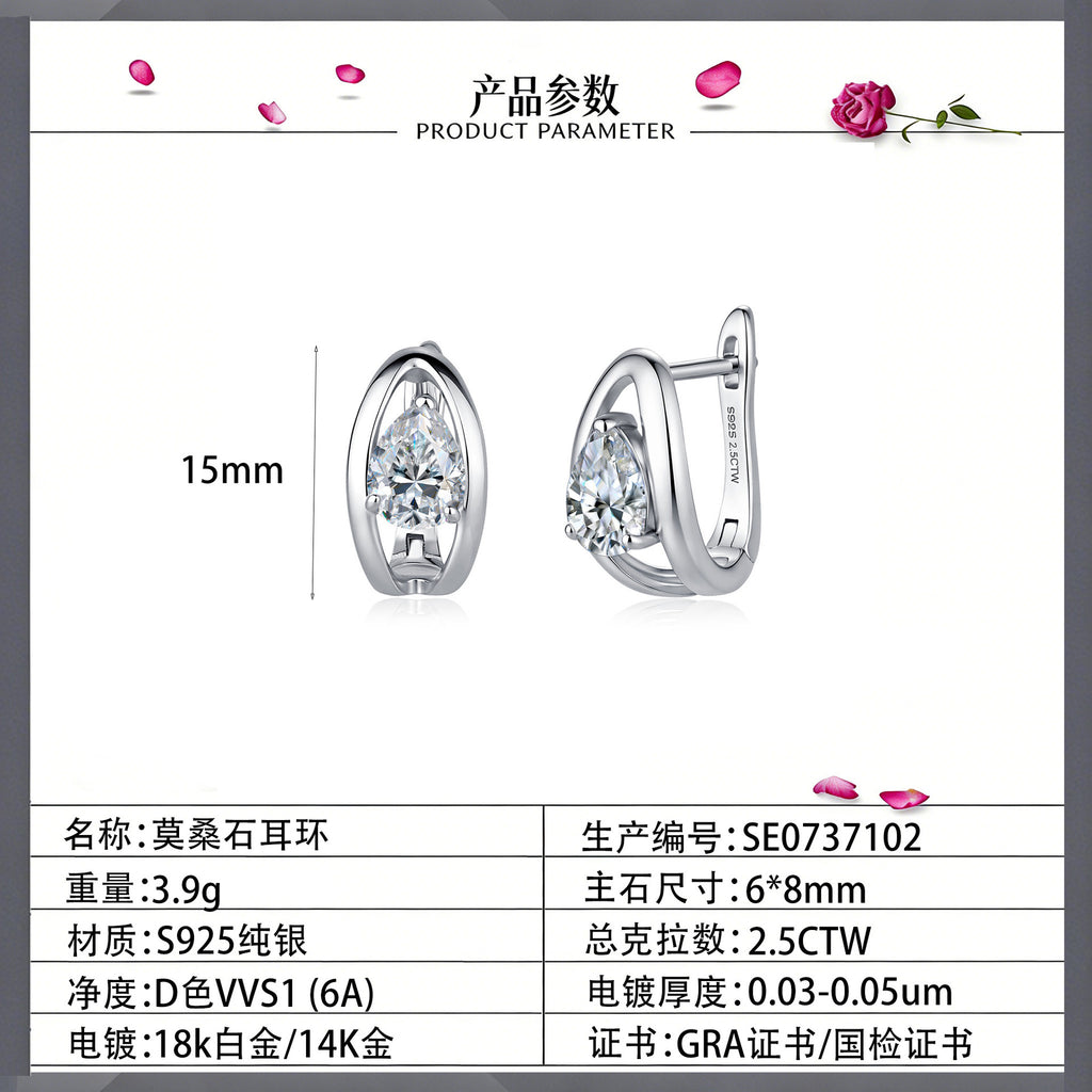 Pear-Shaped Moissanite Earrings – detail view 3
